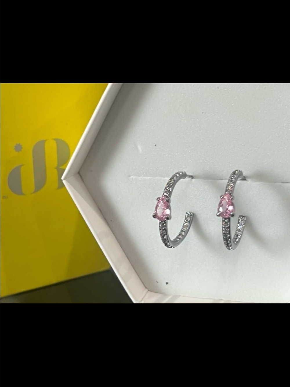 RBP sparkle hoop rose quartz hematite plated earrings